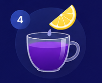 blue pea tea cup when lemon drop is added