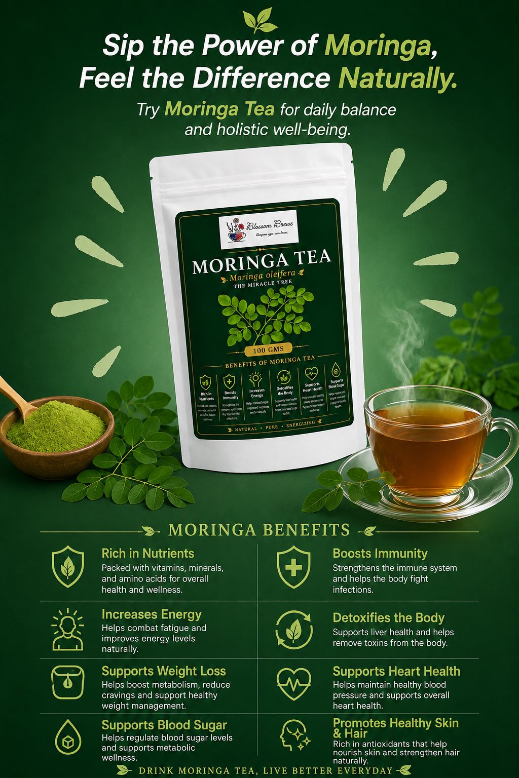 Moringa Tea | Premium Herbal Tea by Blossom Brews - Image 4